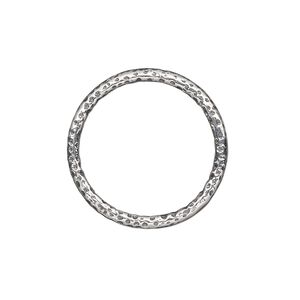 Jump ring, antiqued sterling silver, 20mm hammered round, 16.8mm inside diameter, 15 gauge. Sold Individually.