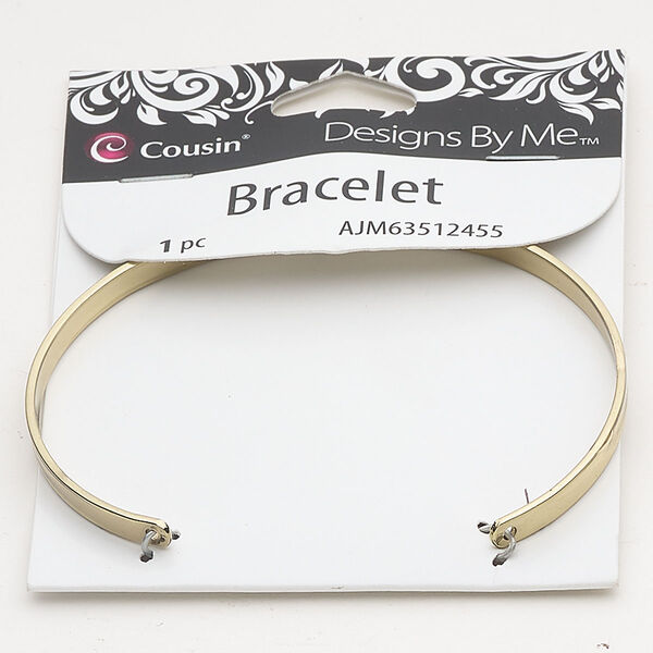 Steel 1pkg1, cuff bracelet gold-finished 7 inch / 4mm wide image number 0