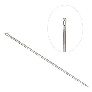 Needle, Tulip, milliners, steel, #3 / #5 / #7, 1.2mm / 0.9mm / 0.7mm eye width, 2-1/4 inches / 2 inches / 1-3/4 inches. Sold per pkg of 6.