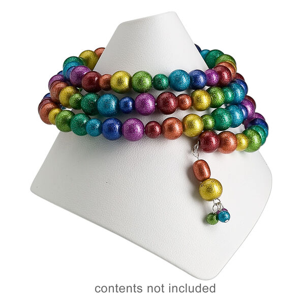 Display, bracelet, leatherette, white, 3-1/4 x 3-3/8 x 4-inch wrap-around snap cone. Sold individually. image number 2