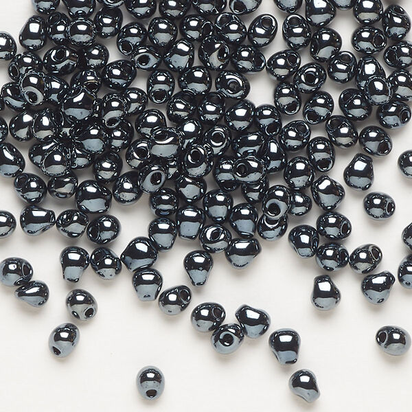 Seed bead, Miyuki, glass, pkg/10g, 4x3.4mm fringe, opaque gunmetal silver (DP-451). image number 0