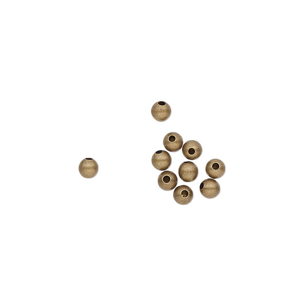 Bead end, antique gold-plated brass, 3mm half-drilled round. Sold per pkg of 100. image number 0