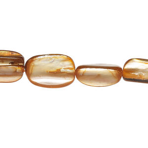 Mother-of-pearl shell 1pkg1, stick bead 14 inch dark orange 13x6mm-16x12mm