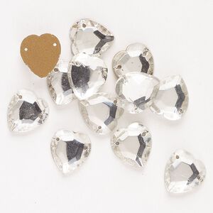 Sew-on 12pk crystal foil back, vintage Preciosa Czech crystal 11x10mm heart