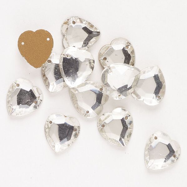 Sew-on 12pk crystal foil back, vintage Preciosa Czech crystal 11x10mm heart image number 0