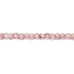 Quartz crystal 1pkg1, hand-cut micro-faceted rondelle bead 13 inch 3x2mm-4x3mm