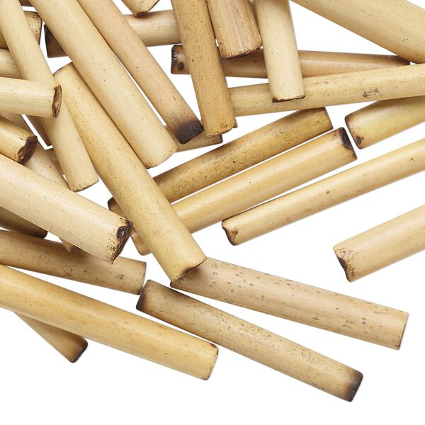 Bead, bamboo, brown and black, 24x3mm-26x5mm tube. Sold per pkg of 100. image number 0