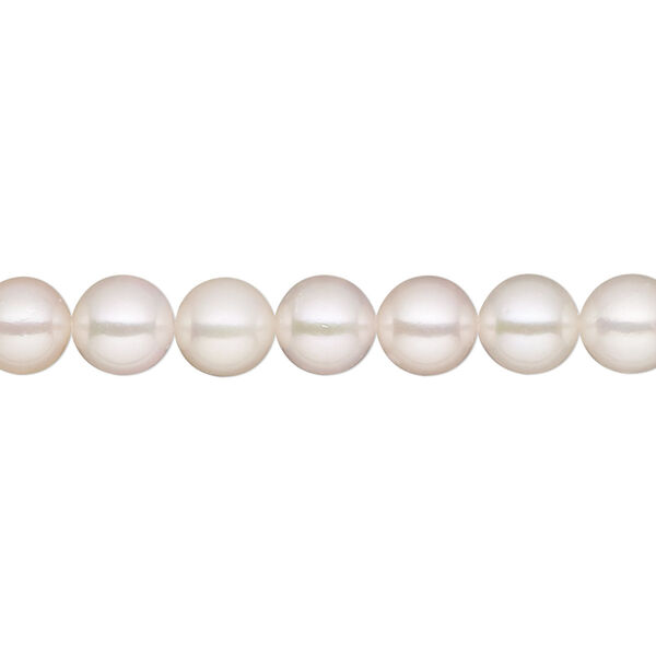 Pearl, cultured saltwater (bleached), white, 6.5-7mm round, A- grade, Mohs hardness 2-1/2 to 4. Sold per 15-1/2" to 16" strand. image number 0