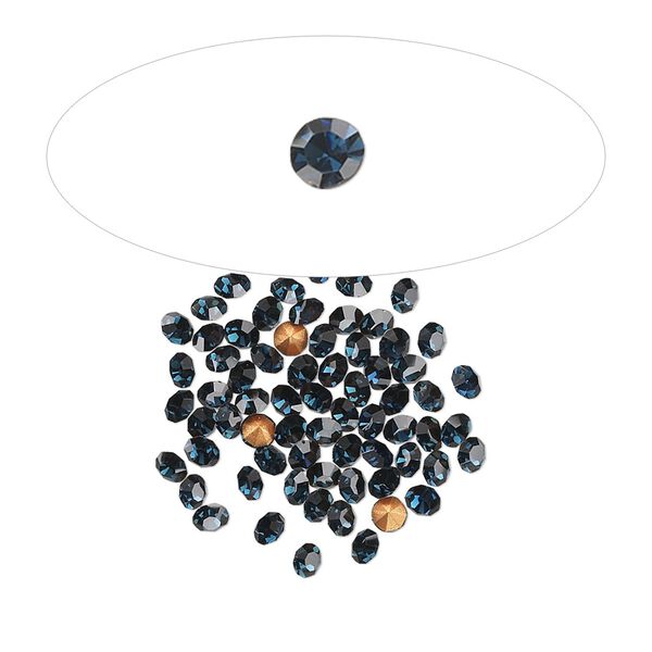 Chaton, glass rhinestone, Capri blue, foil back, 2.4-2.5mm faceted round, PP18. Sold per pkg of 72. image number 0
