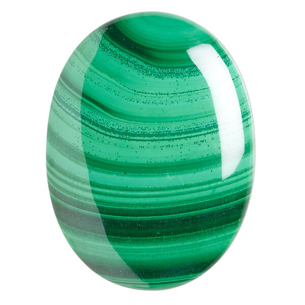 Cabochon, malachite (natural), 40x30mm calibrated oval, B grade, Mohs hardness 3-1/2 to 4. Sold individually. image number 0
