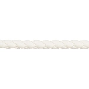 Bolo cord, leatherette, matte white, 4mm braided round. Sold per 5-yard section.