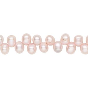 Pearl, cultured freshwater (dyed), blush, 6x4mm-7x5mm top-drilled rice with 0.4-0.5mm hole, D grade, Mohs hardness 2-1/2 to 4. Sold per 15-inch strand.