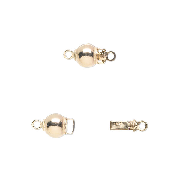 Clasp, tab with safety, 14Kt gold-filled, 6mm round. Sold individually. image number 0