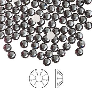 Flat back 1440pk light graphite foil back, Preciosa MAXIMA Czech crystal hotfix rhinestone 3.8-4mm chaton rose round SS16