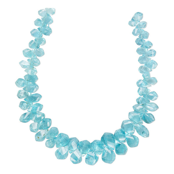 Bead, apatite (natural), 7x4mm-10x6mm graduated hand-cut top-drilled faceted twisted teardrop, B grade, Mohs hardness 5. Sold per 7-inch strand, approximately 60 beads. image number 0