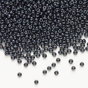 Seed bead, Preciosa Ornela, Czech glass, pkg/500g, opaque hematite black, #10 rocaille.
