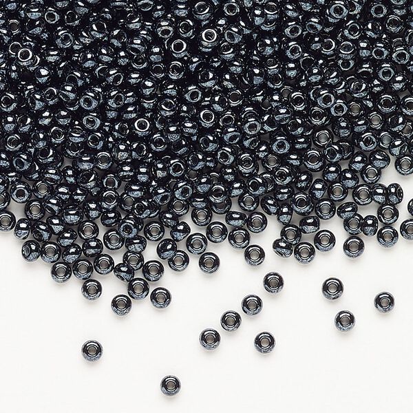 Seed bead, Preciosa Ornela, Czech glass, pkg/500g, opaque hematite black, #10 rocaille. image number 0