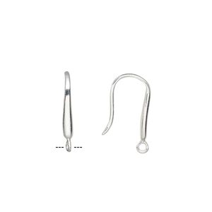 Ear wire fishhook 1pkg2 sterling silver, 18mm / 16x2mm flat teardrop / open loop, 17 gauge 1 pair
