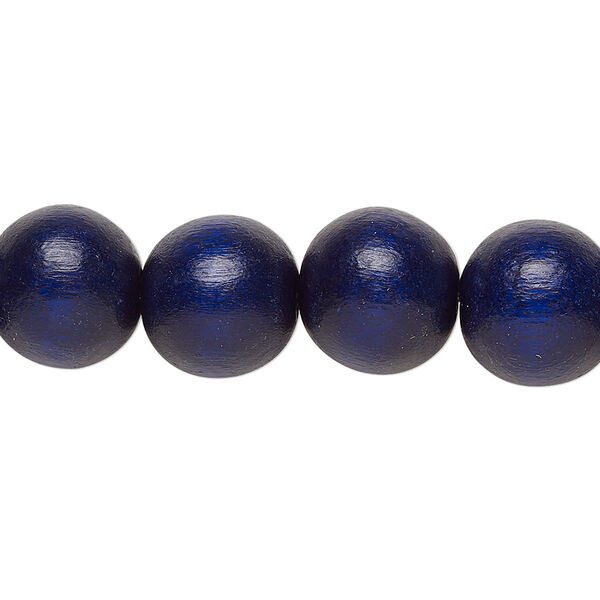 Bead, Taiwanese cheesewood (dyed / waxed), navy blue, 11-12mm round. Sold per pkg of (2) 15-1/2" to 16" strands. image number 0