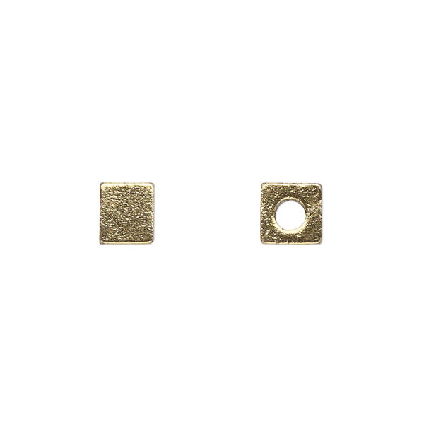 Bead, antique gold-plated pewter (tin-based alloy), 6mm blank alphabet cube. Sold per pkg of 4. image number 0
