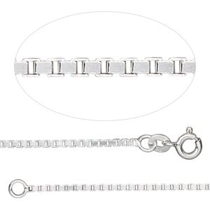 Chain 1pkg1 sterling silver Venetian box, 1.4mm / mixed clasp, Gossamer™ 24 inch