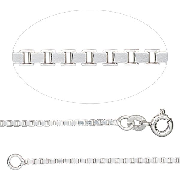 Chain, sterling silver, 1.4mm Venetian box, 24 inches. Sold individually. image number 0