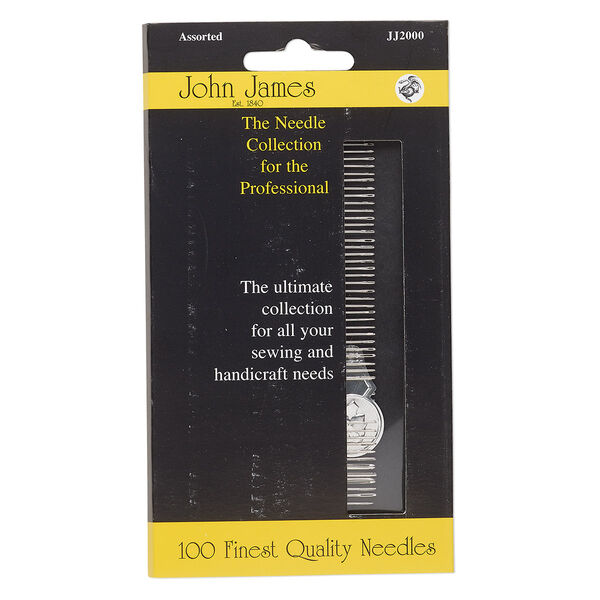 Needle, John James, steel, size #3 to #24 with threader. Sold per pkg of 100. image number 0