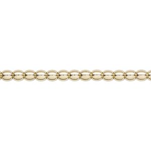 Bead, brass, 3mm round. Sold per 8-inch strand.