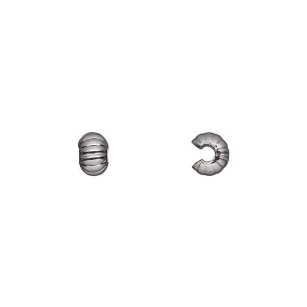 Crimp cover, gunmetal-plated brass, 5mm corrugated round. Sold per pkg of 100. image number 0