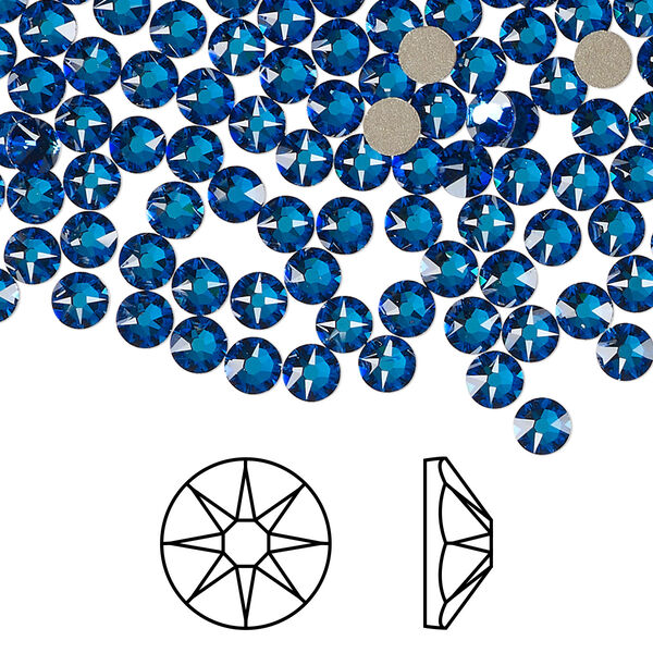 Flat back 144pk crystal Bermuda blue foil back, Crystal Passions® 3.8-4mm rose round SS16 2088 image number 0