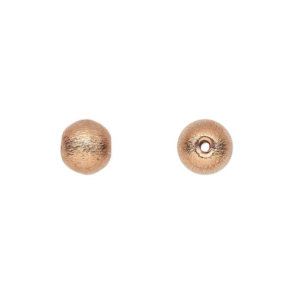 Bead, copper-plated copper, 8mm brushed round. Sold per pkg of 16. image number 0