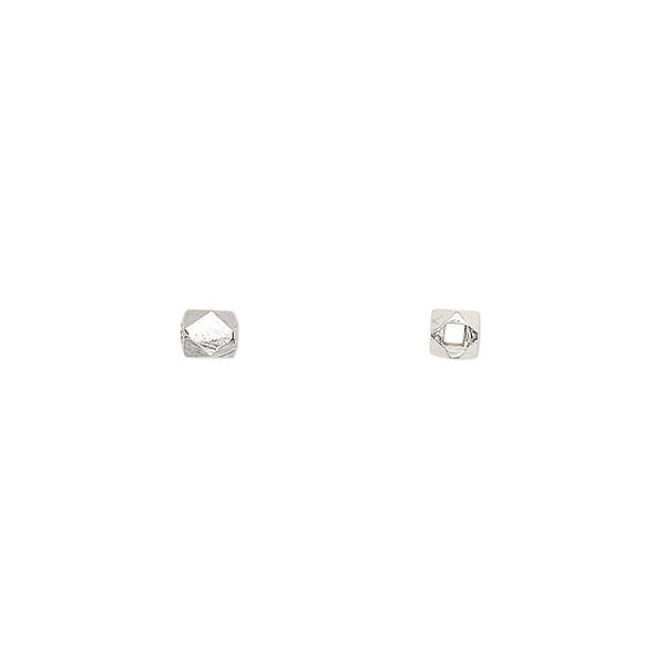 Bead, Hill Tribes, sterling silver, 3mm faceted cube. Sold per pkg of 10. image number 0
