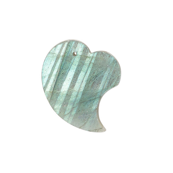 Drop, labradorite (natural), 25x19mm hand-cut flat heart drop, B- grade, Mohs hardness 6 to 6-1/2. Sold individually. image number 0