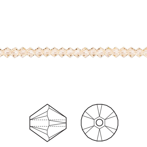 Bead 48pk light peach, Crystal Passions® 3mm bicone 5328 image number 0