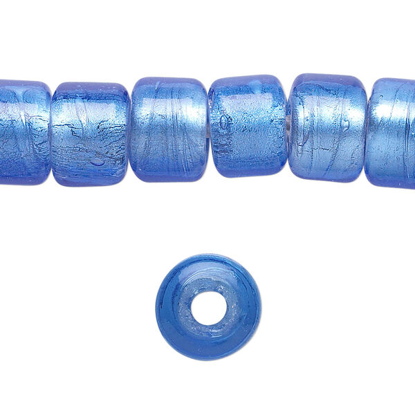 Bead, lampworked glass, semitransparent blue with fine silver foil, 12x8mm crow. Sold per 15-1/2" to 16" strand. image number 0