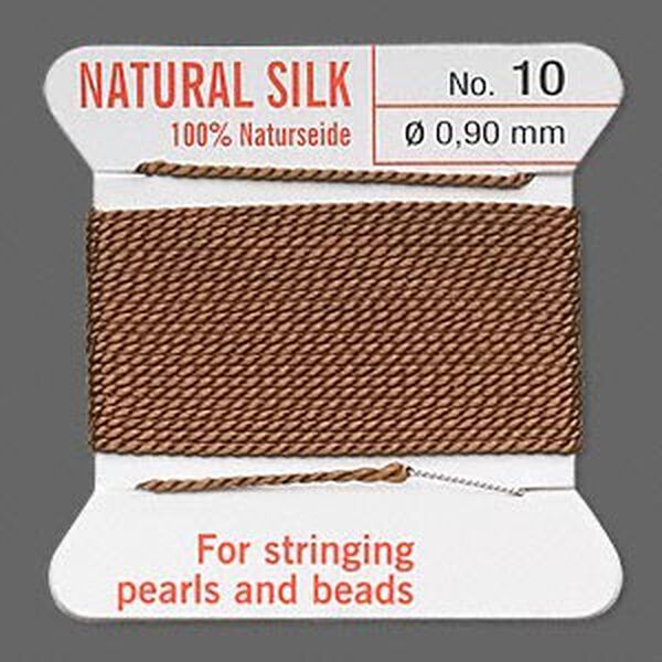 Thread, Griffin, silk, brown, size #10. Sold per 2-meter card (approximately 78 inches). image number 0