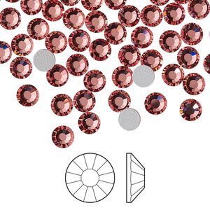 Flat back 144pk rose peach foil back, Preciosa VIVA 12® Czech crystal rhinestone 4.6-4.8mm chaton rose round SS20