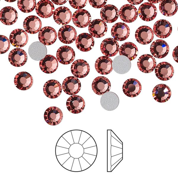 Flat back 144pk rose peach foil back, Preciosa VIVA 12® Czech crystal rhinestone 4.6-4.8mm chaton rose round SS20 image number 0