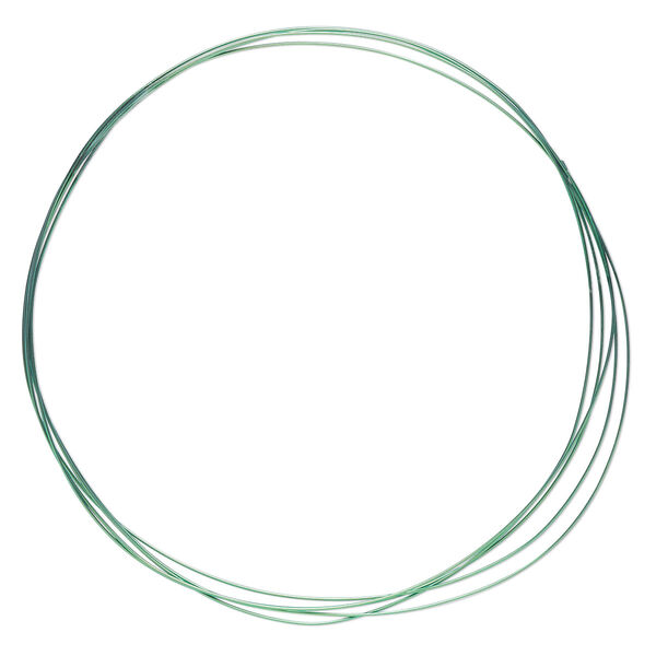 Wire, anodized niobium, green, half-hard, round, 22 gauge. Sold pkg of 5 feet. image number 0