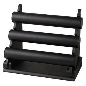 Display, bracelet, leatherette and fiberboard, black, 10-1/4 x 12-1/2 x 7-1/2 inch three-tier. Sold individually.