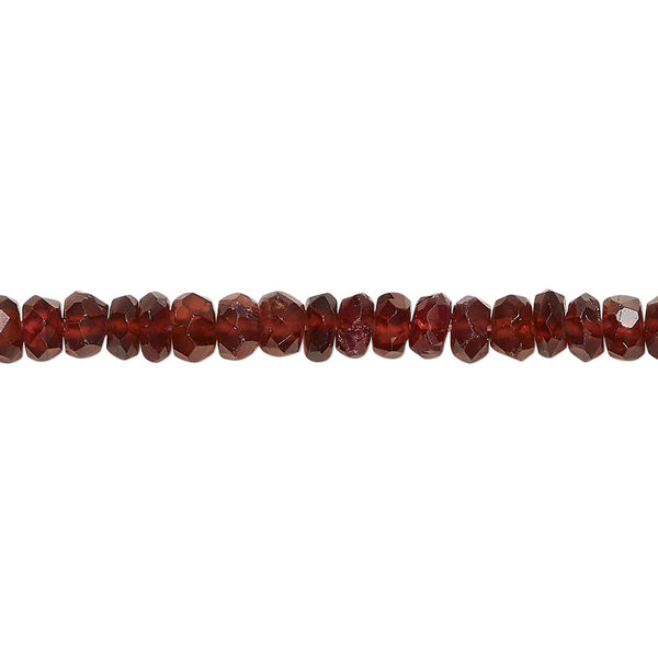 Garnet 1pkg1, hand-cut tumbled faceted rondelle bead, 13 inch 4x2mm-5x4mm image number 0