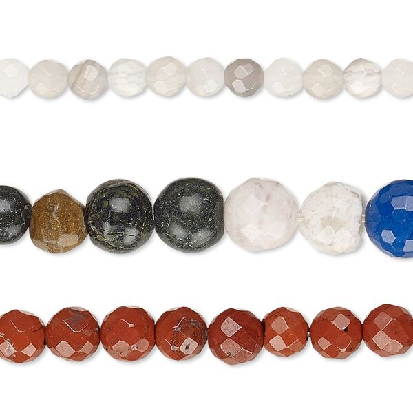 Bead mix, multi-gemstone (natural / dyed / stabilized / heated / manmade / imitation) and glass, mixed colors, 4-9mm faceted round, Mohs hardness 3 to 7. Sold per (3) 15" to 16" strands. image number 0
