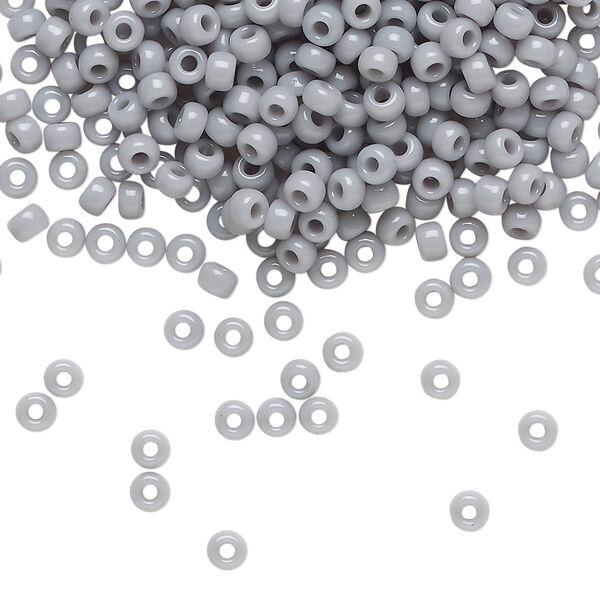 Seed bead, Miyuki, glass, pkg/250g, #8 rocaille, opaque ghost grey, (RR-498). image number 0