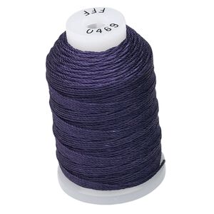 Thread, Purely Silk™, navy blue, size FFF. Sold per 92-yard spool.