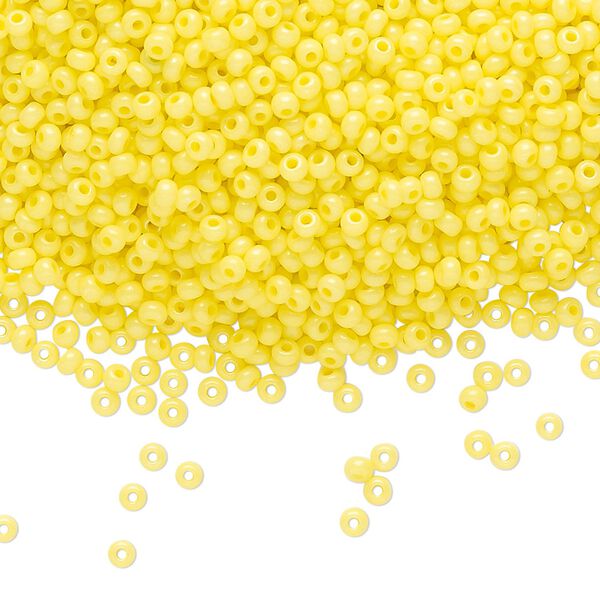 Seed bead, Preciosa Ornela Czech glass, pkg/50g, #11 rocaille, opaque terra intensive dyed yellow chalkwhite, (16A86). image number 0