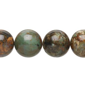 Green "opal" 1pkg1, round bead natural 15.5-16 inch 14mm