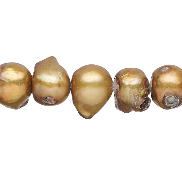 Freshwater pearl 1pkg1, rustic baroque, 14 inch iris gold 8x7mm-13x10mm cultured image number 0
