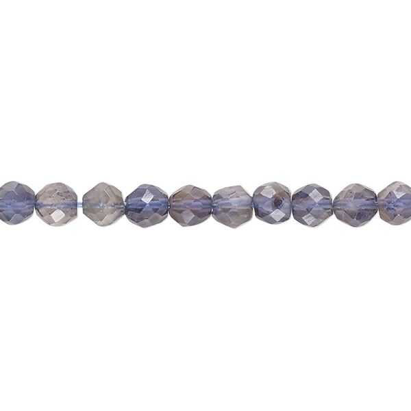 Iolite 1pkg1, hand-cut faceted round bead natural 13 inch 5mm image number 0