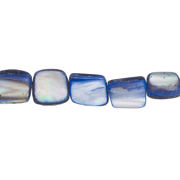 Mother-of-pearl shell 1pkg1, stick bead 15 inch dark blue / tan 8x5mm-11x8mm image number 0