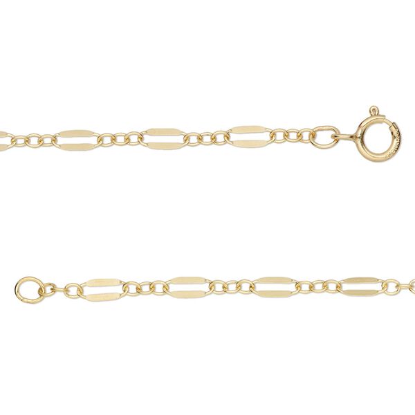 Chain 1pkg1 14Kt gold-filled long & short, 2.6mm oval / springring clasp, 18 inch image number 0